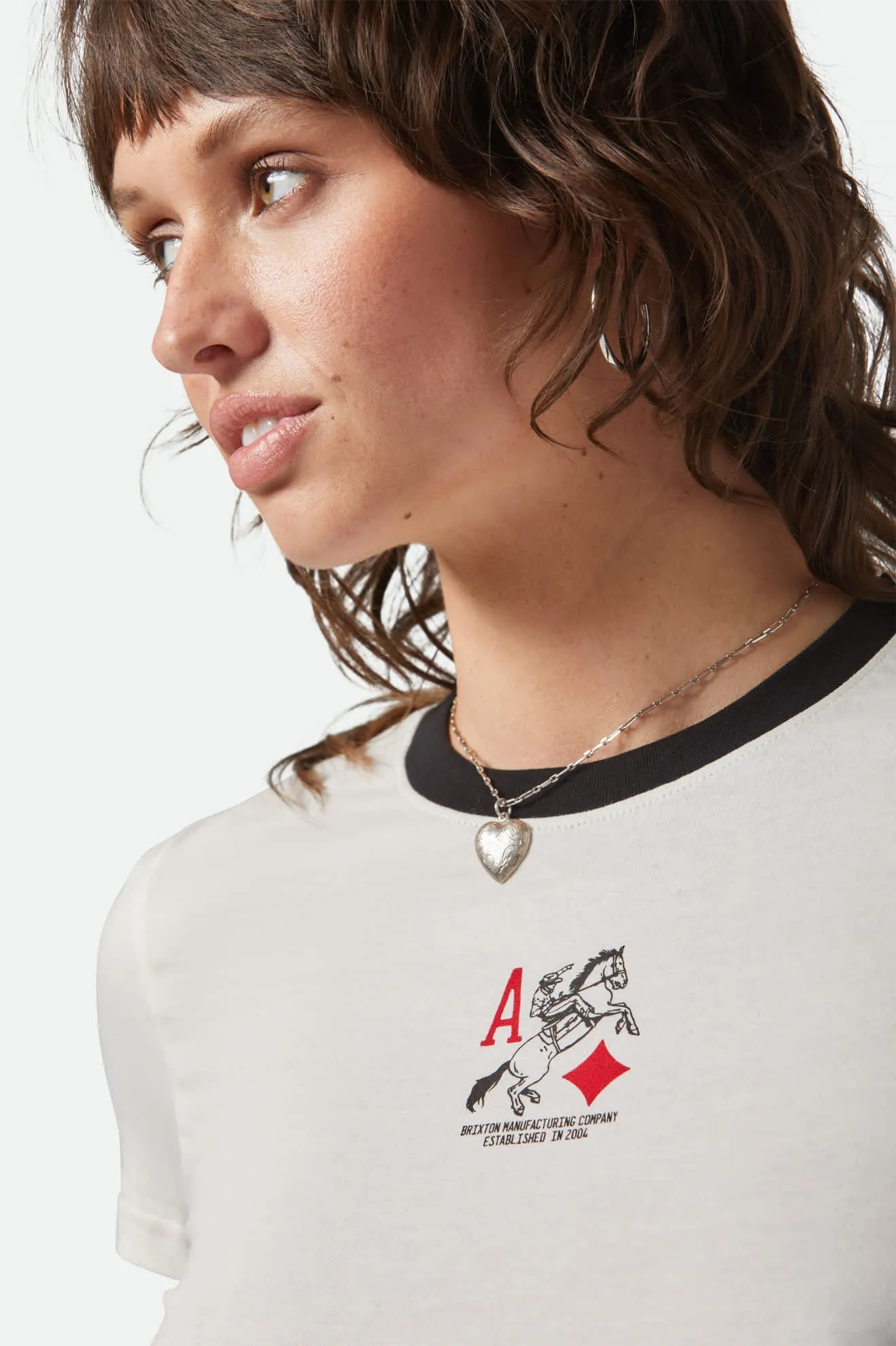 Aces Fitted Crew T-Shirt - Off White/Black