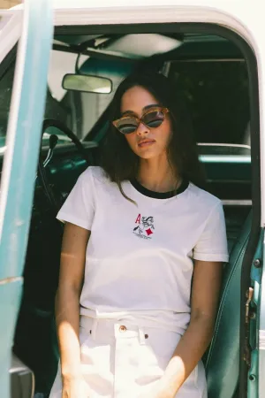 Aces Fitted Crew T-Shirt - Off White/Black