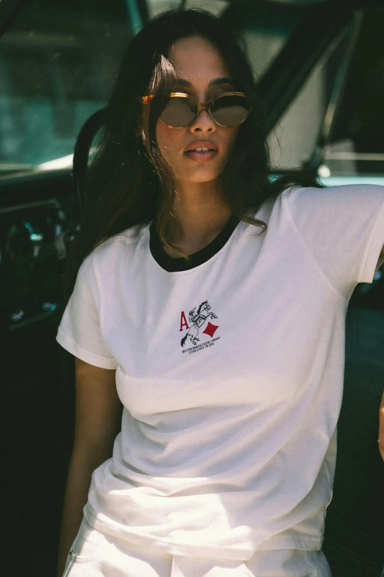 Aces Fitted Crew T-Shirt - Off White/Black