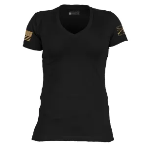 Basic T-Shirt Women's V-Neck - Black
