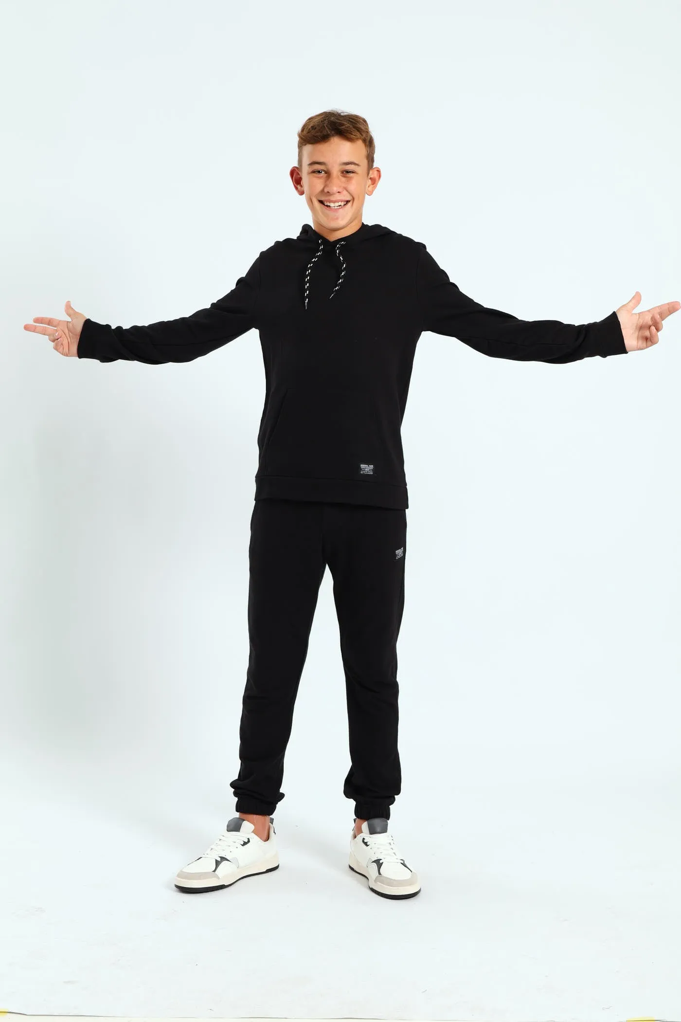 Boys Pocket Fleece Hoody - Black