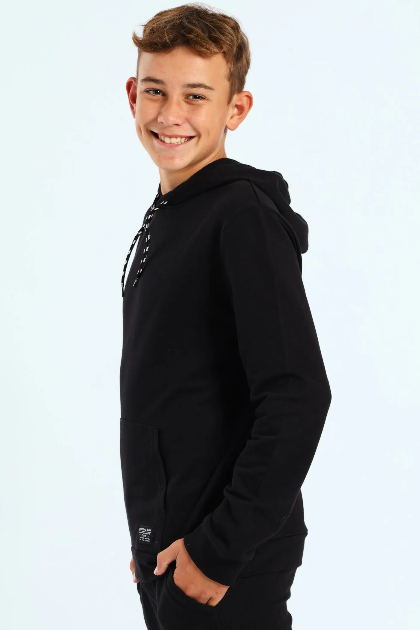 Boys Pocket Fleece Hoody - Black