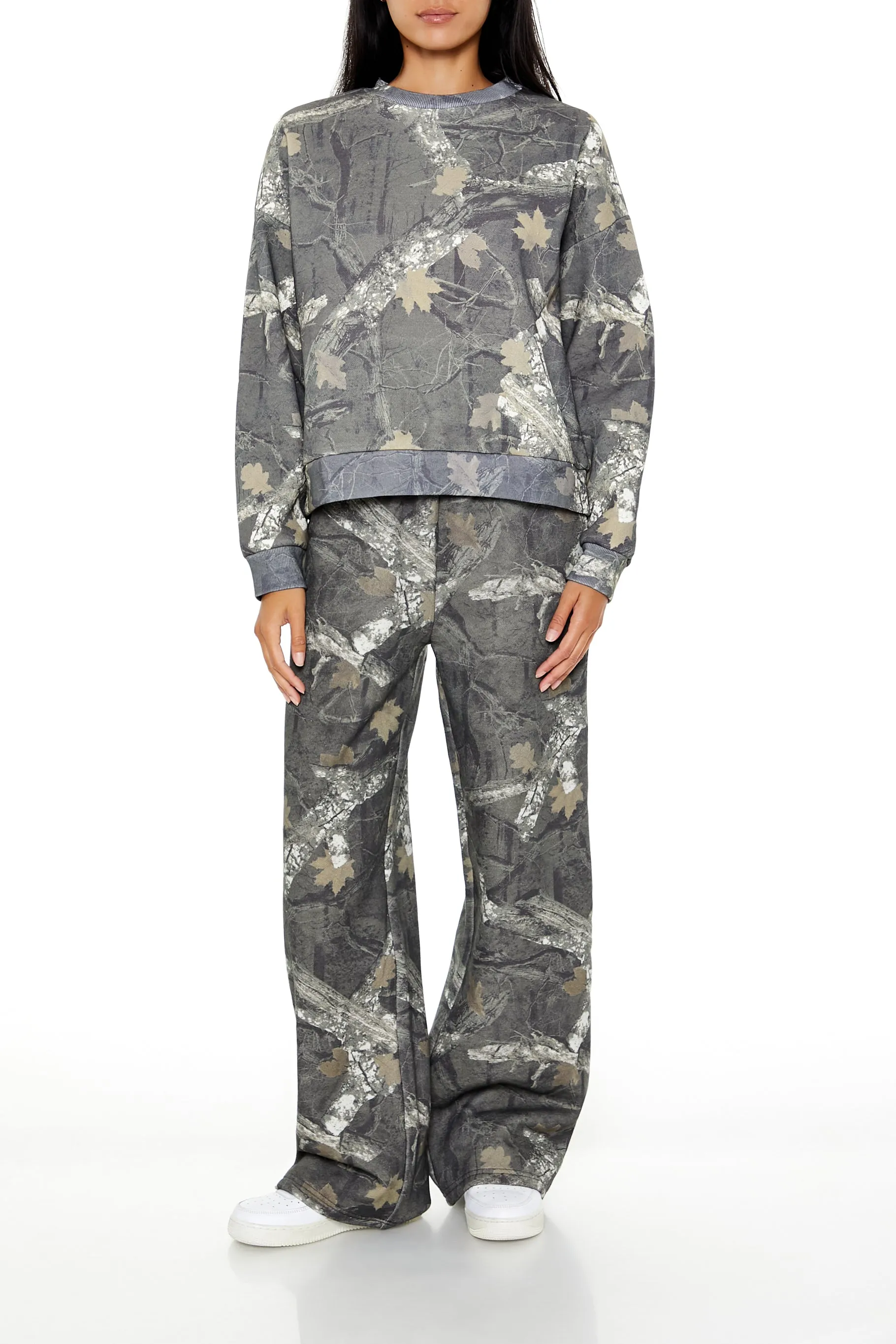 Camo Forest Print Fleece Sweatshirt