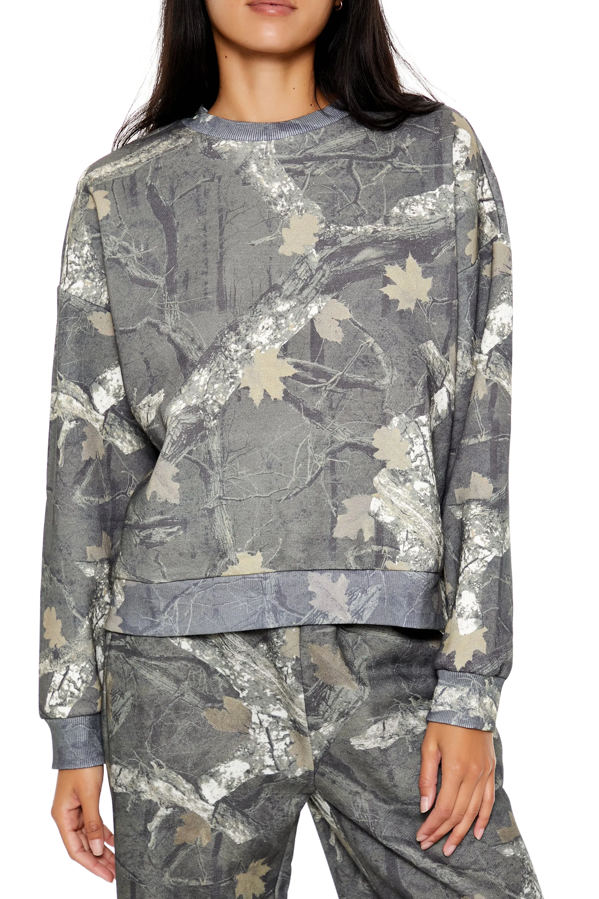 Camo Forest Print Fleece Sweatshirt