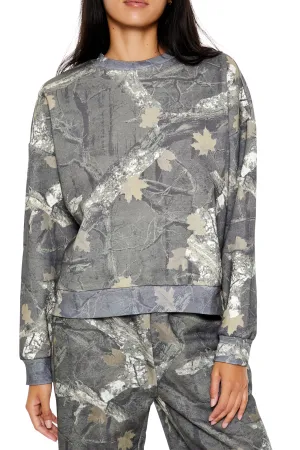 Camo Forest Print Fleece Sweatshirt