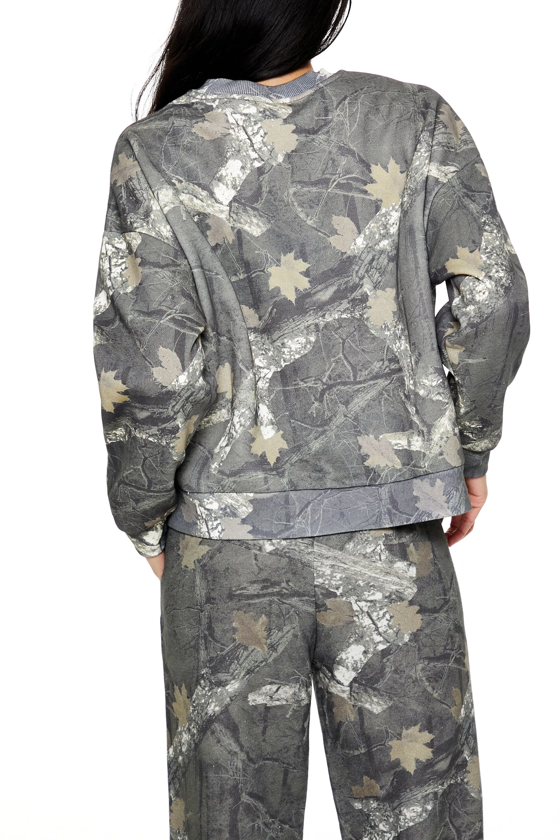 Camo Forest Print Fleece Sweatshirt