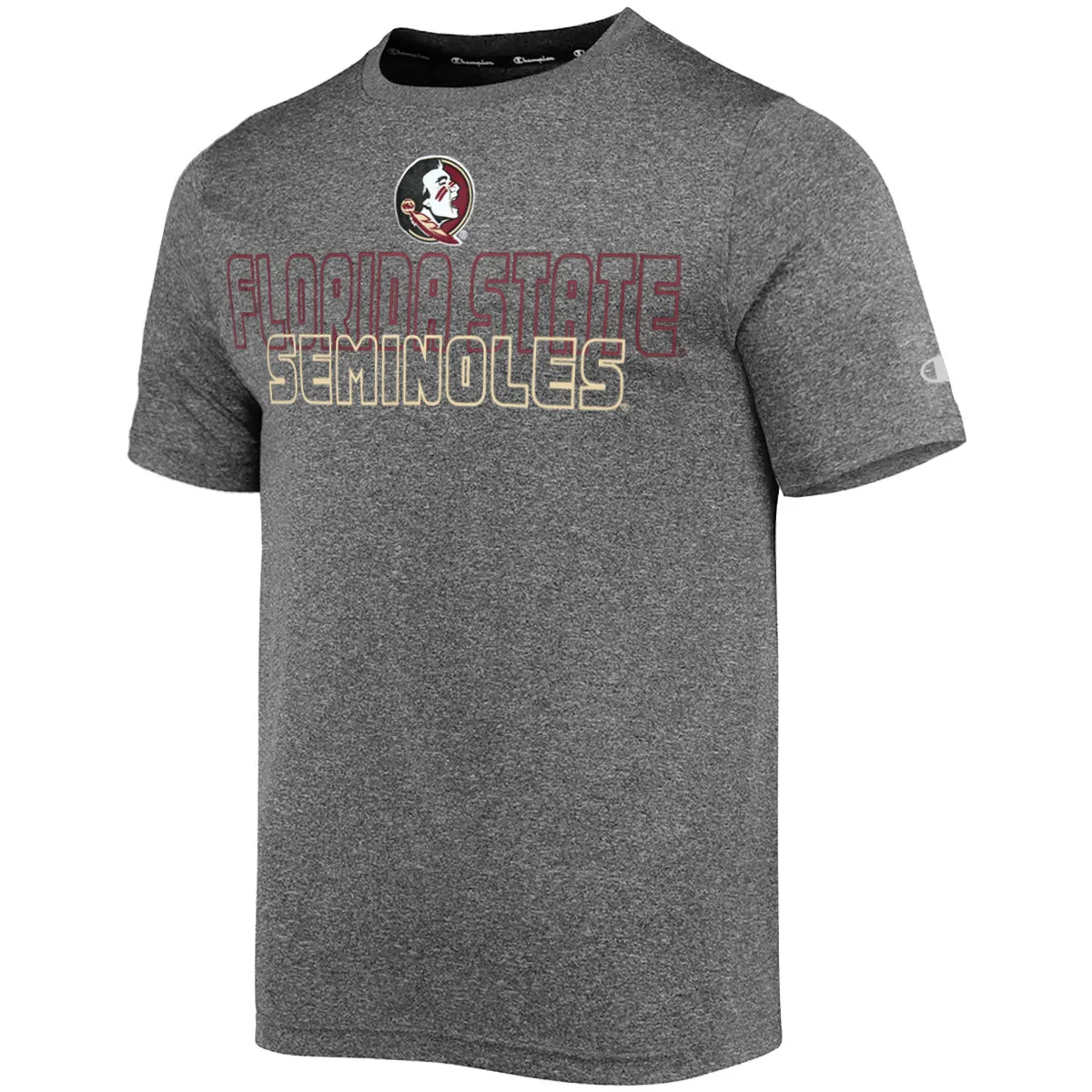 Champion Youth Seminole Logo/Florida State Seminoles Heathered Short Sleeve Performance T-shirt - Slate