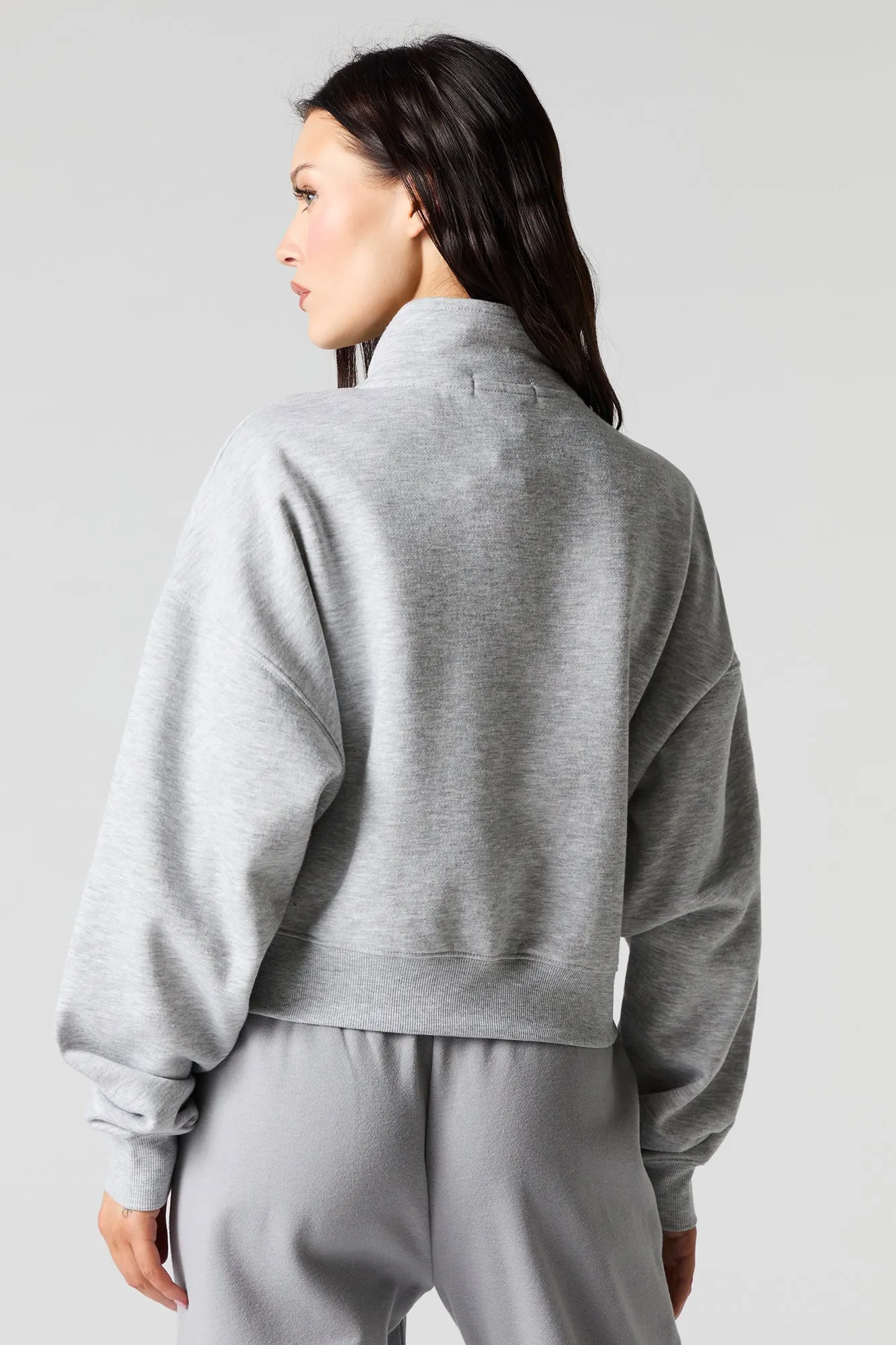 Chandail en molleton à glissière un quart et broderie City Twill
