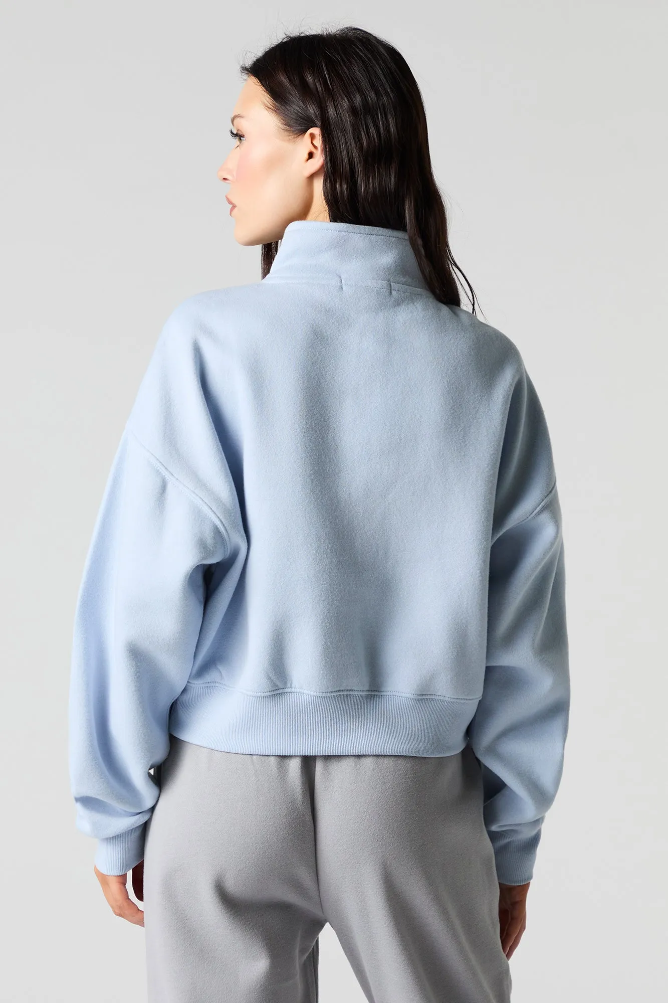 Chandail en molleton à glissière un quart et broderie City Twill