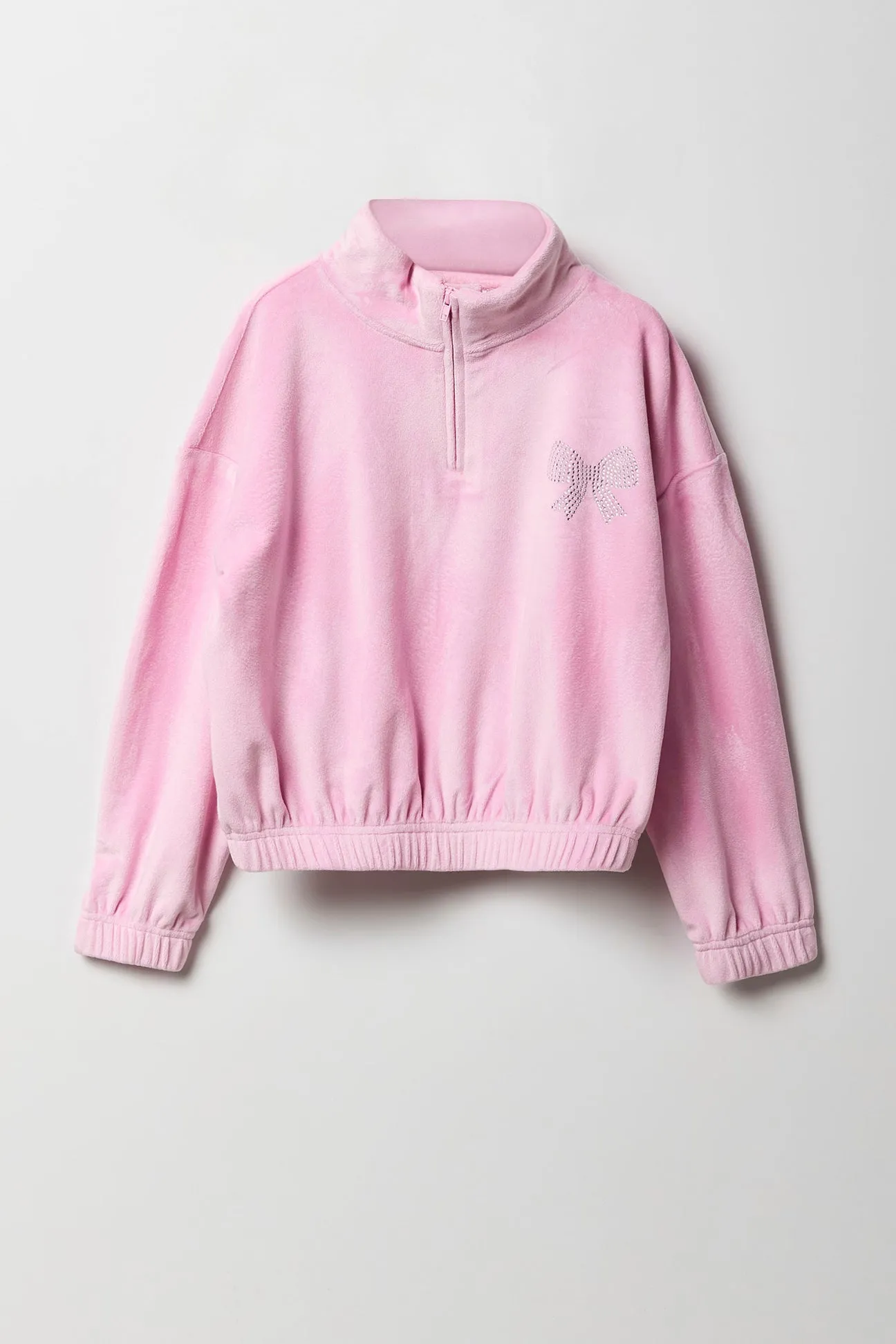 Chandail en velours avec quart de fermeture à glissière pour fille