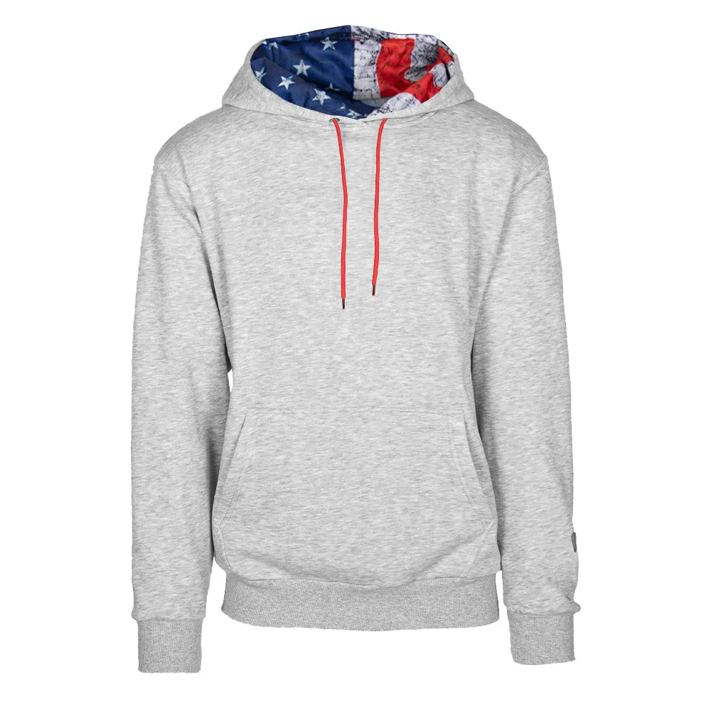 Classic Lined Hoodie | American Flag | Light Heather Grey