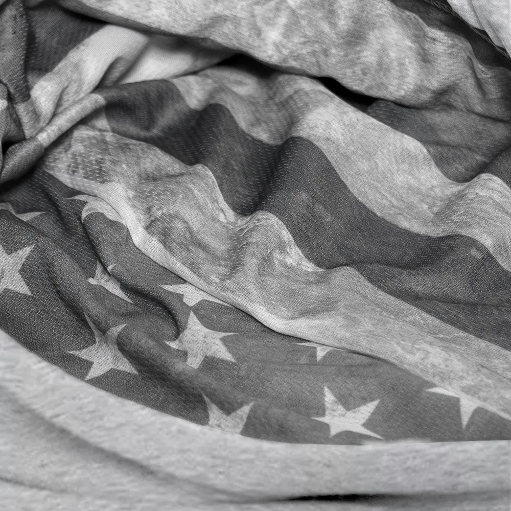 Classic Lined Hoodie | Ghost American Flag | Light Heather Grey