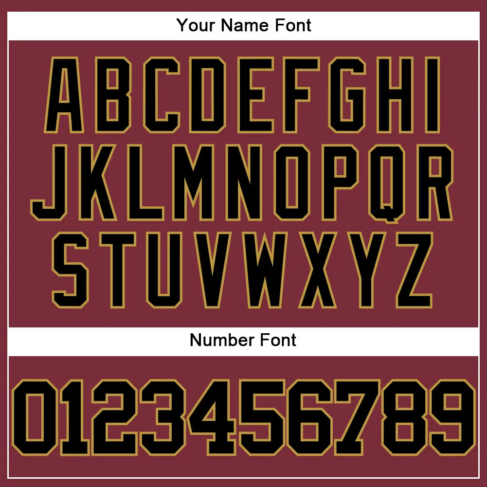 Custom Burgundy Black-Old Gold Authentic Baseball Jersey