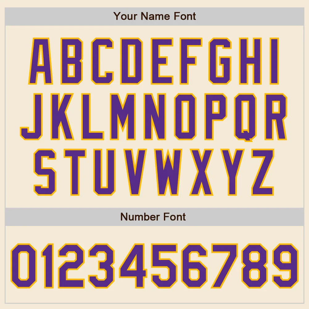 Custom Cream Purple-Gold Authentic Baseball Jersey