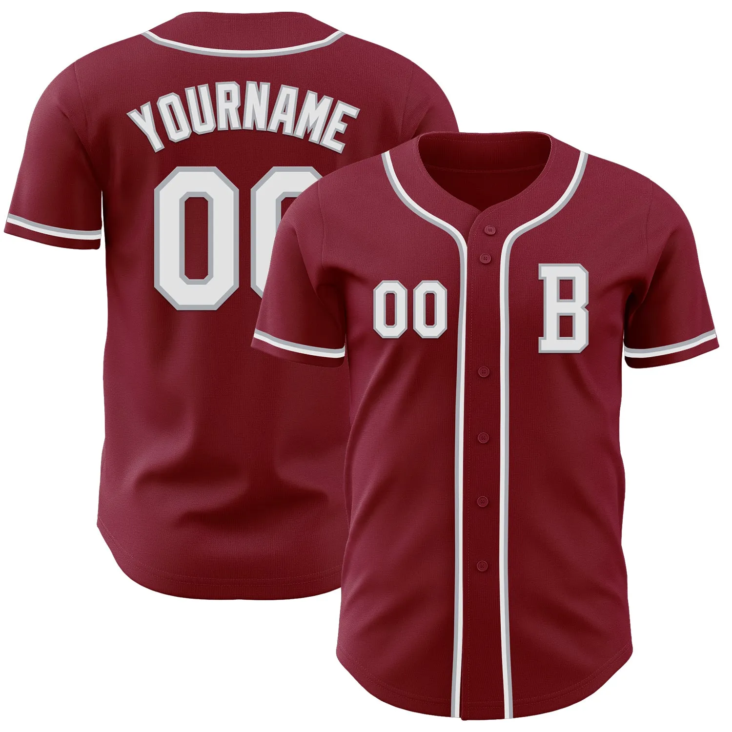 Custom Crimsom White-Gray Authentic Baseball Jersey