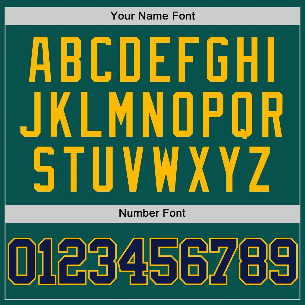 Custom Midnight Green Navy-Gold Authentic Basketball Jersey