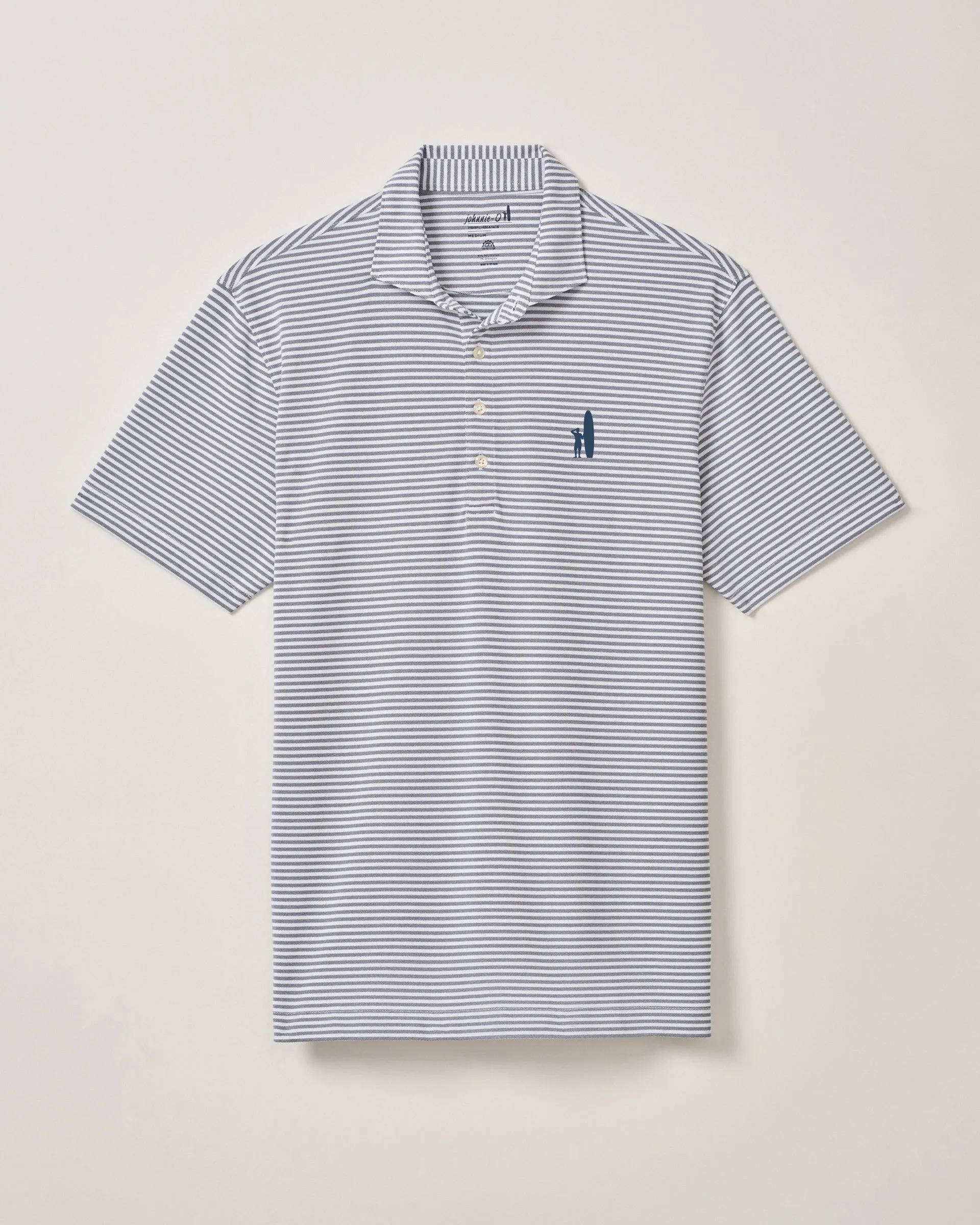 Custom Surfer Logo Performance Mesh Polo - Stetson Stripe