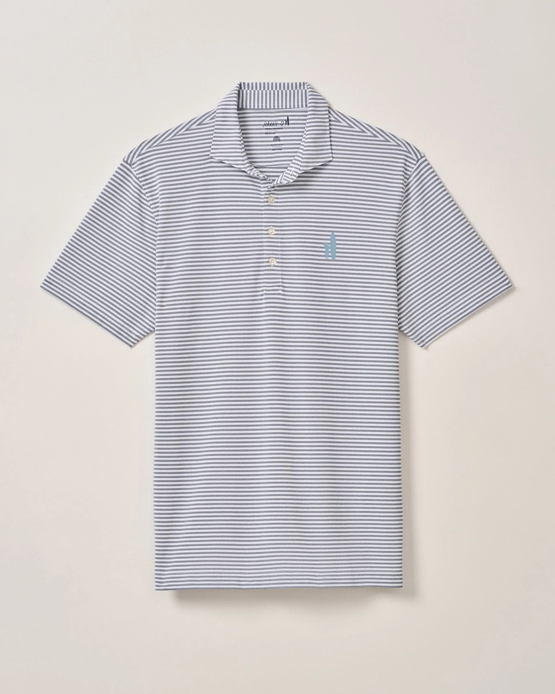 Custom Surfer Logo Performance Mesh Polo - Stetson Stripe