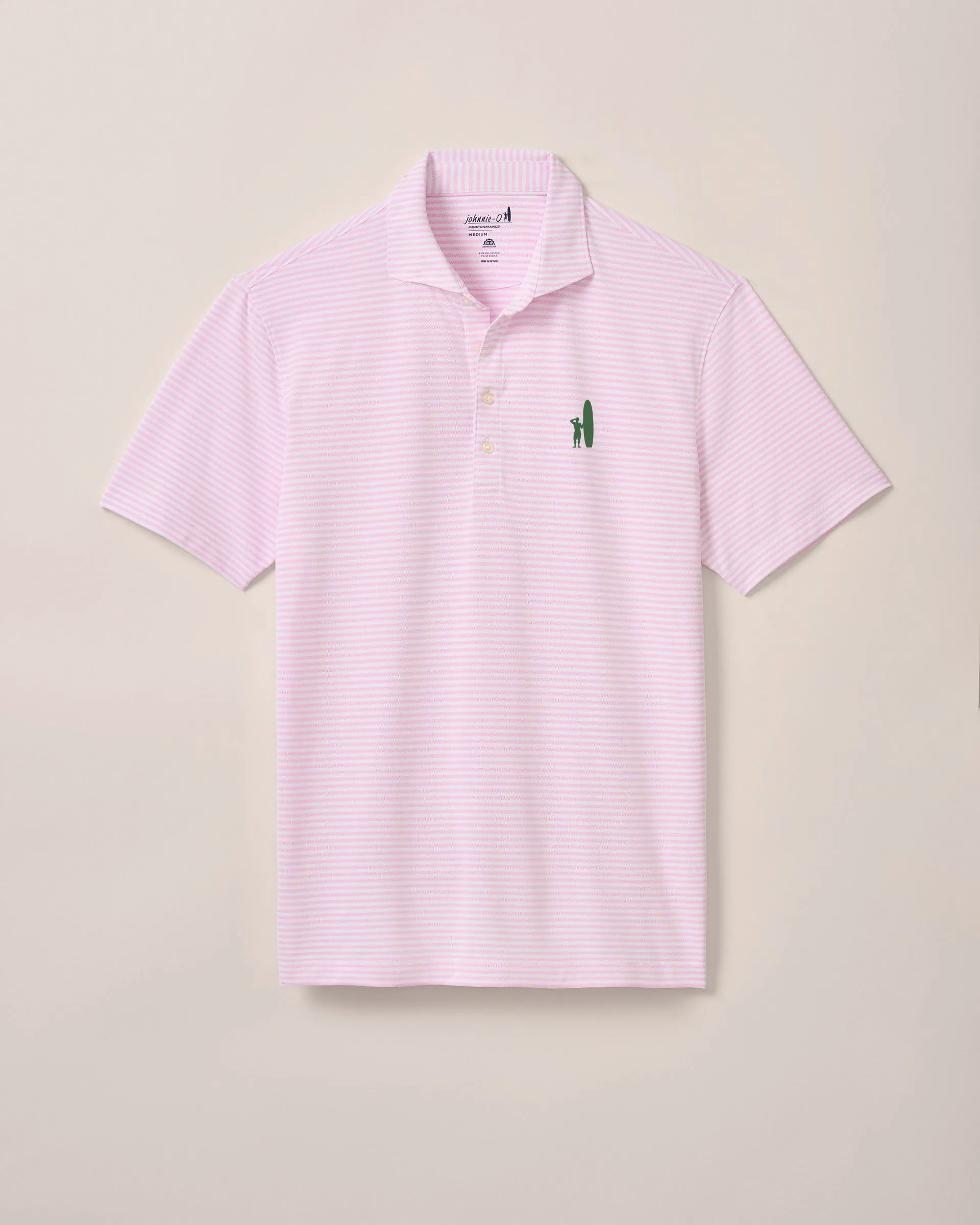 Custom Surfer Logo Performance Mesh Polo - Stetson Stripe