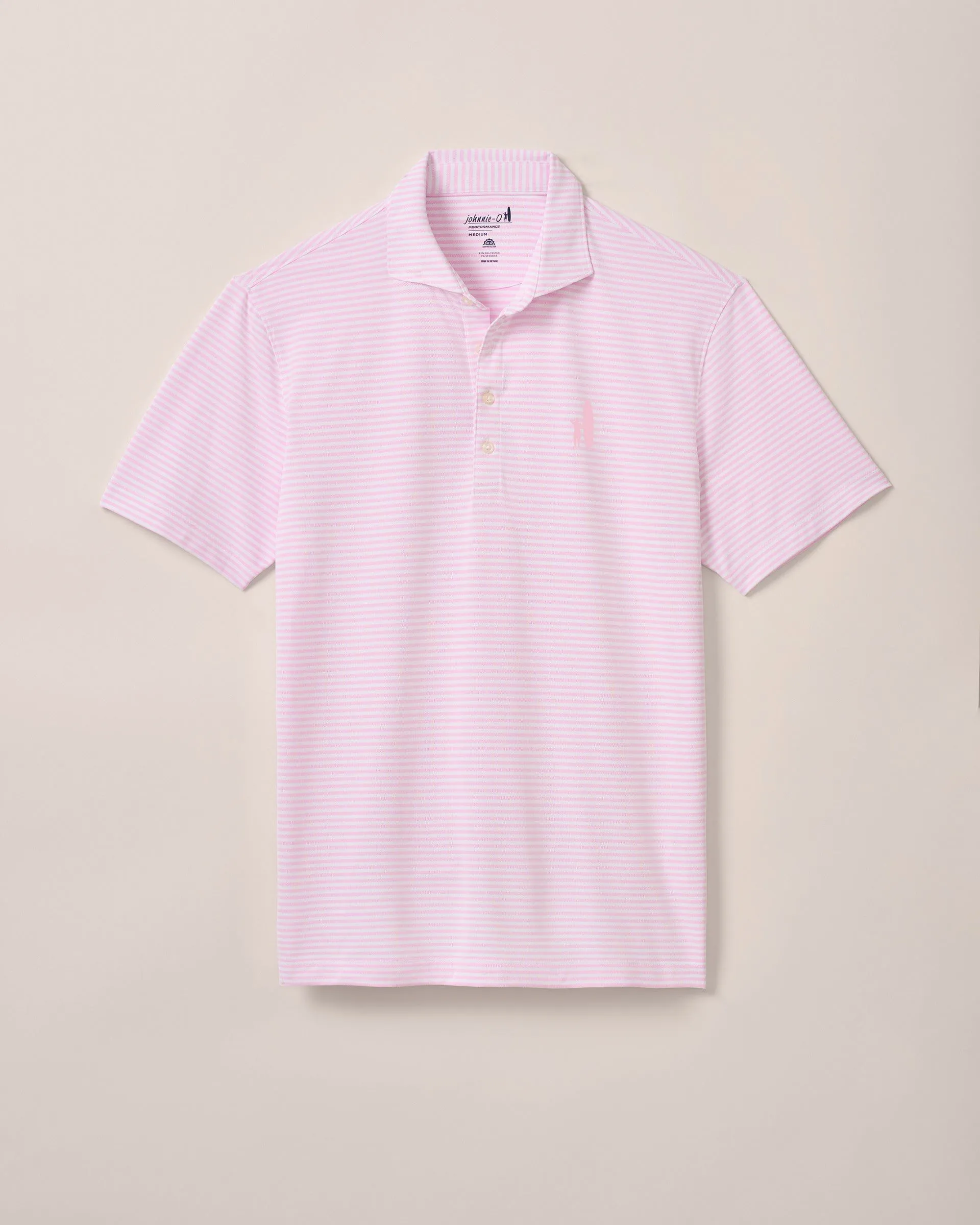 Custom Surfer Logo Performance Mesh Polo - Stetson Stripe