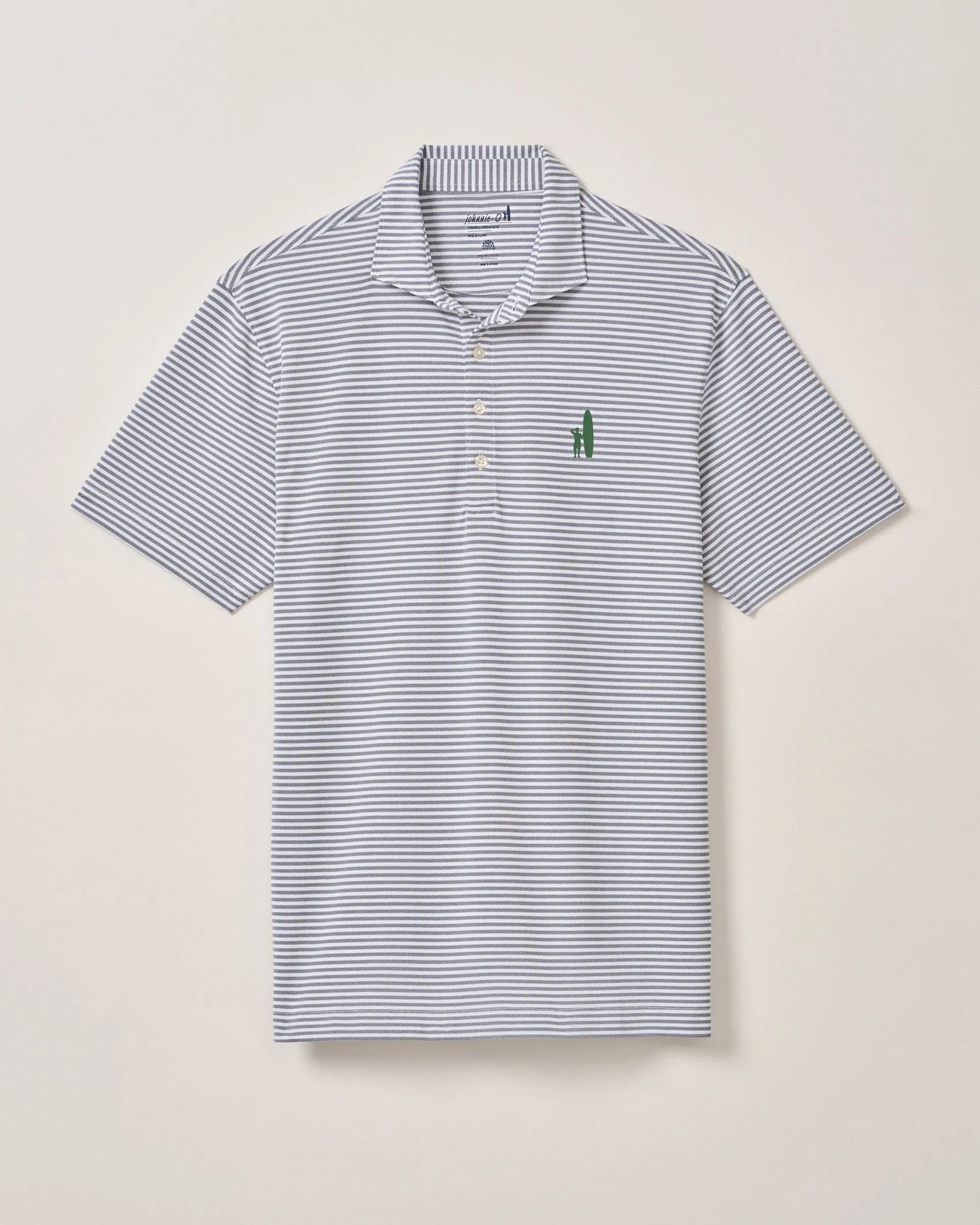 Custom Surfer Logo Performance Mesh Polo - Stetson Stripe