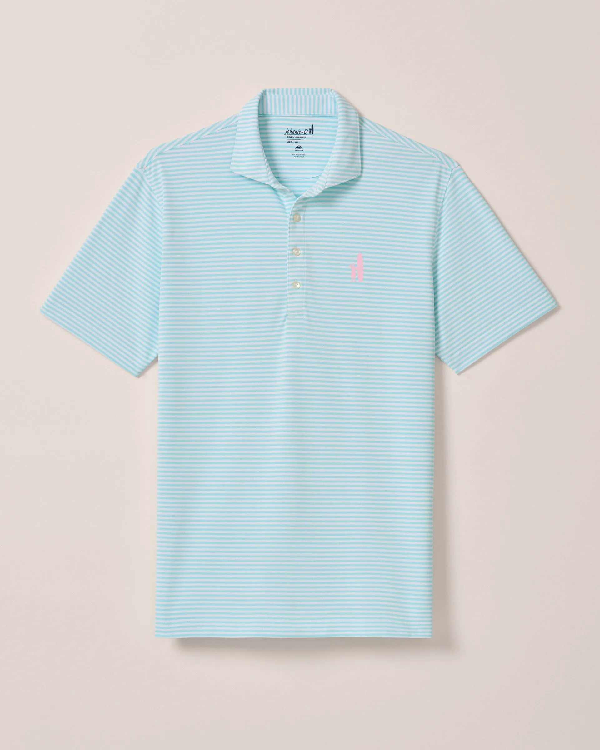 Custom Surfer Logo Performance Mesh Polo - Stetson Stripe
