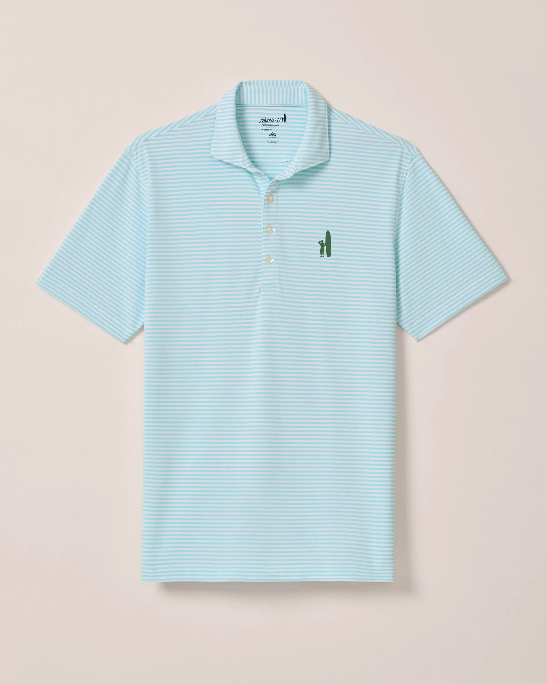 Custom Surfer Logo Performance Mesh Polo - Stetson Stripe