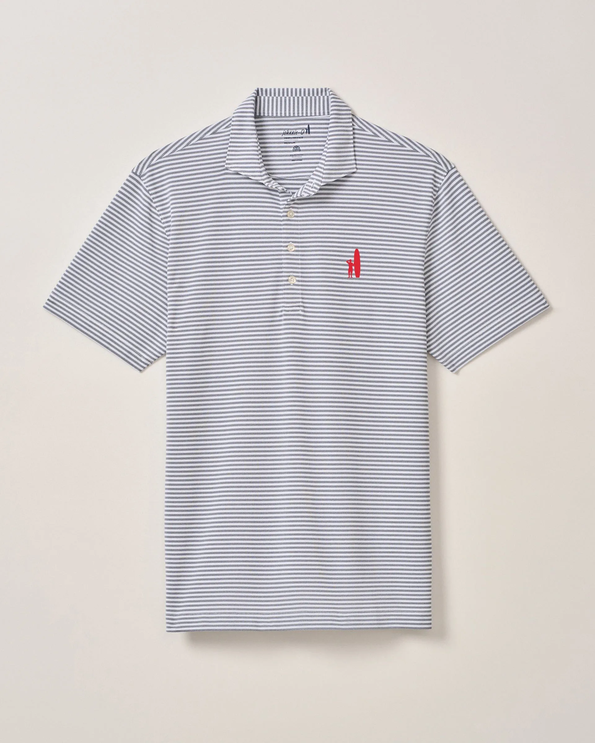 Custom Surfer Logo Performance Mesh Polo - Stetson Stripe
