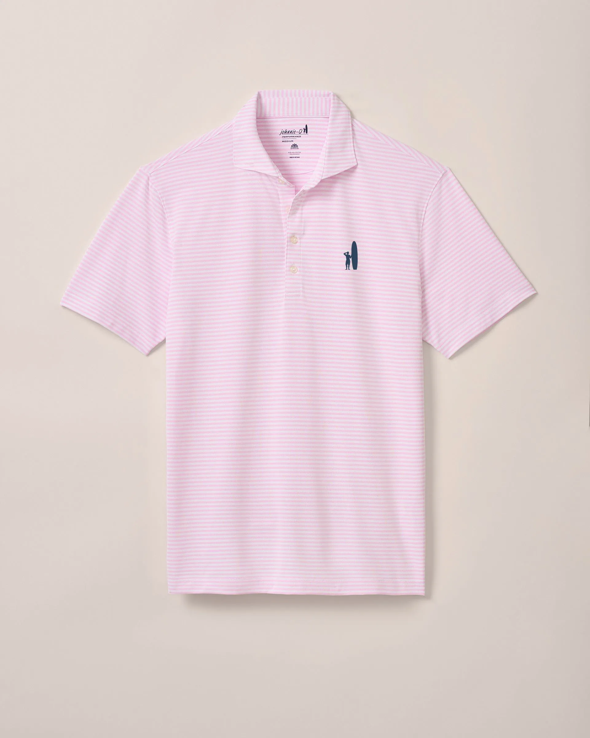 Custom Surfer Logo Performance Mesh Polo - Stetson Stripe