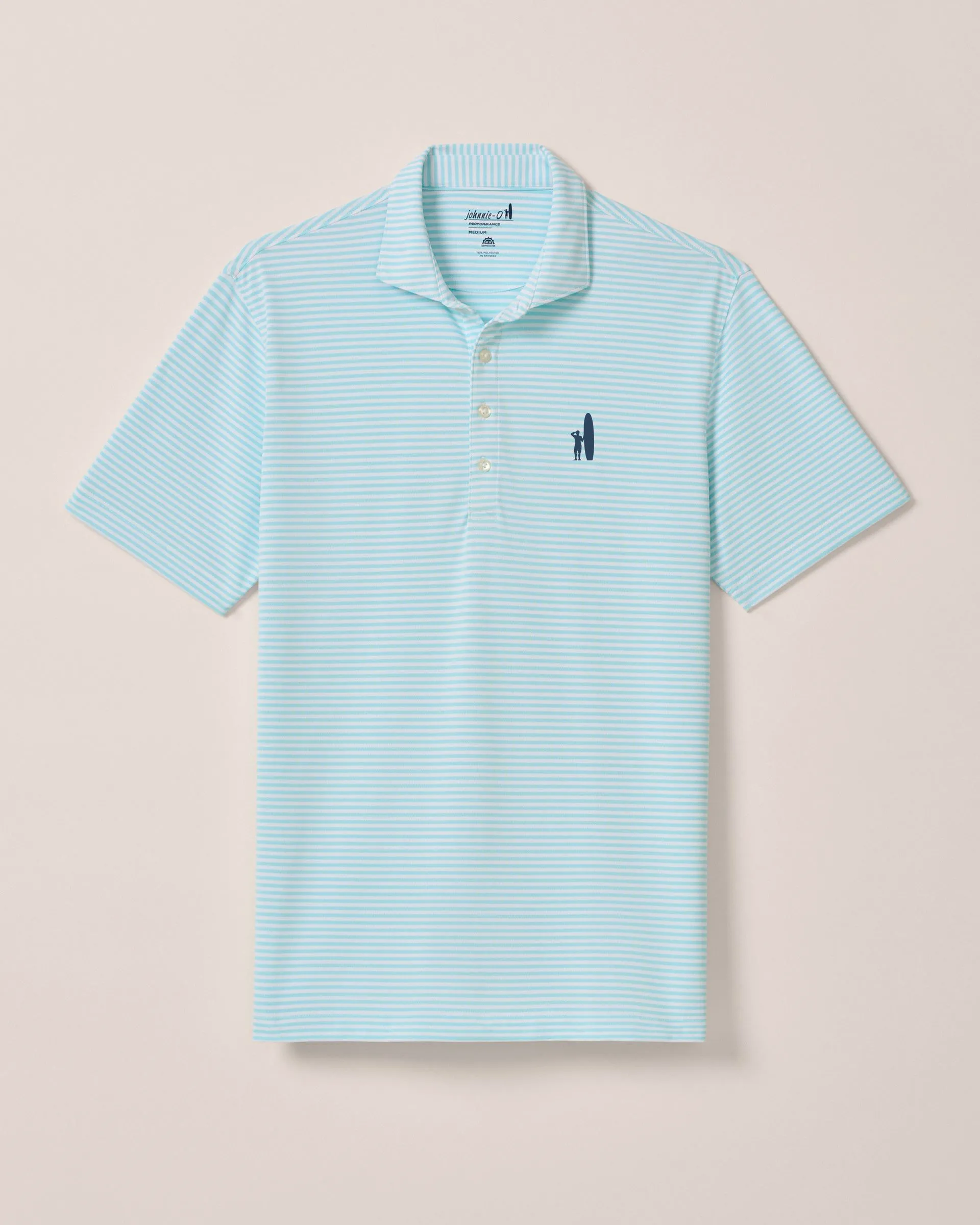 Custom Surfer Logo Performance Mesh Polo - Stetson Stripe