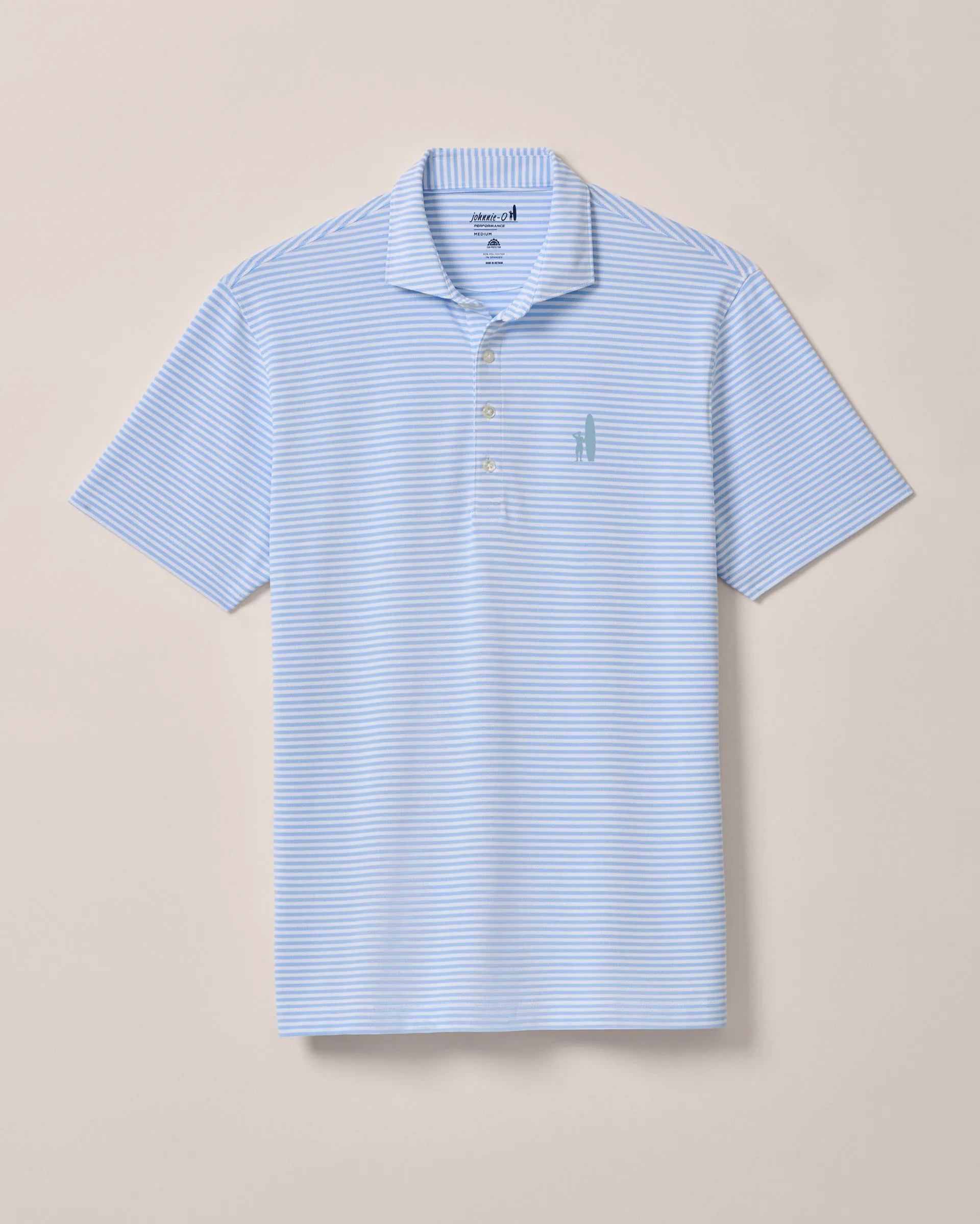 Custom Surfer Logo Performance Mesh Polo - Stetson Stripe