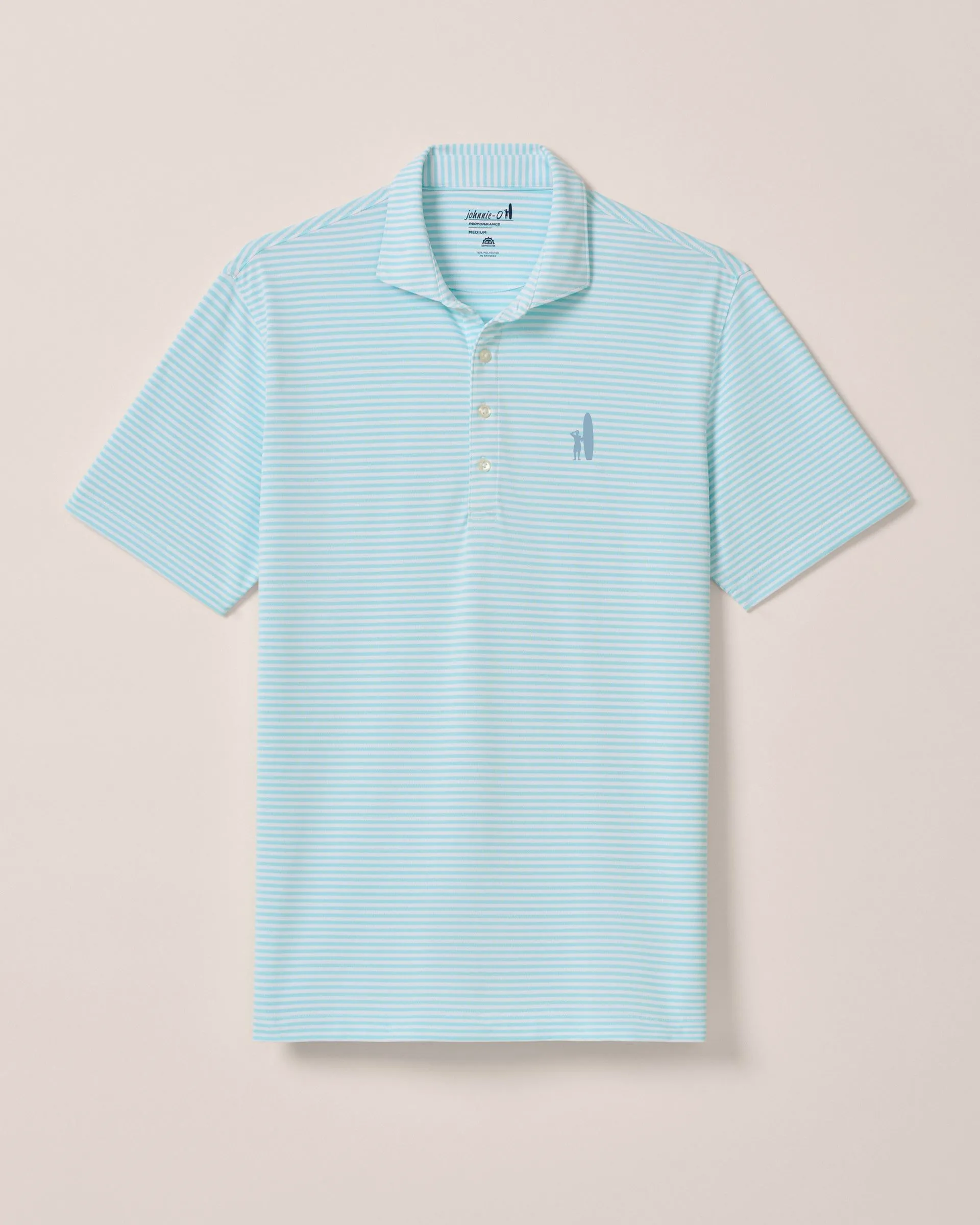 Custom Surfer Logo Performance Mesh Polo - Stetson Stripe