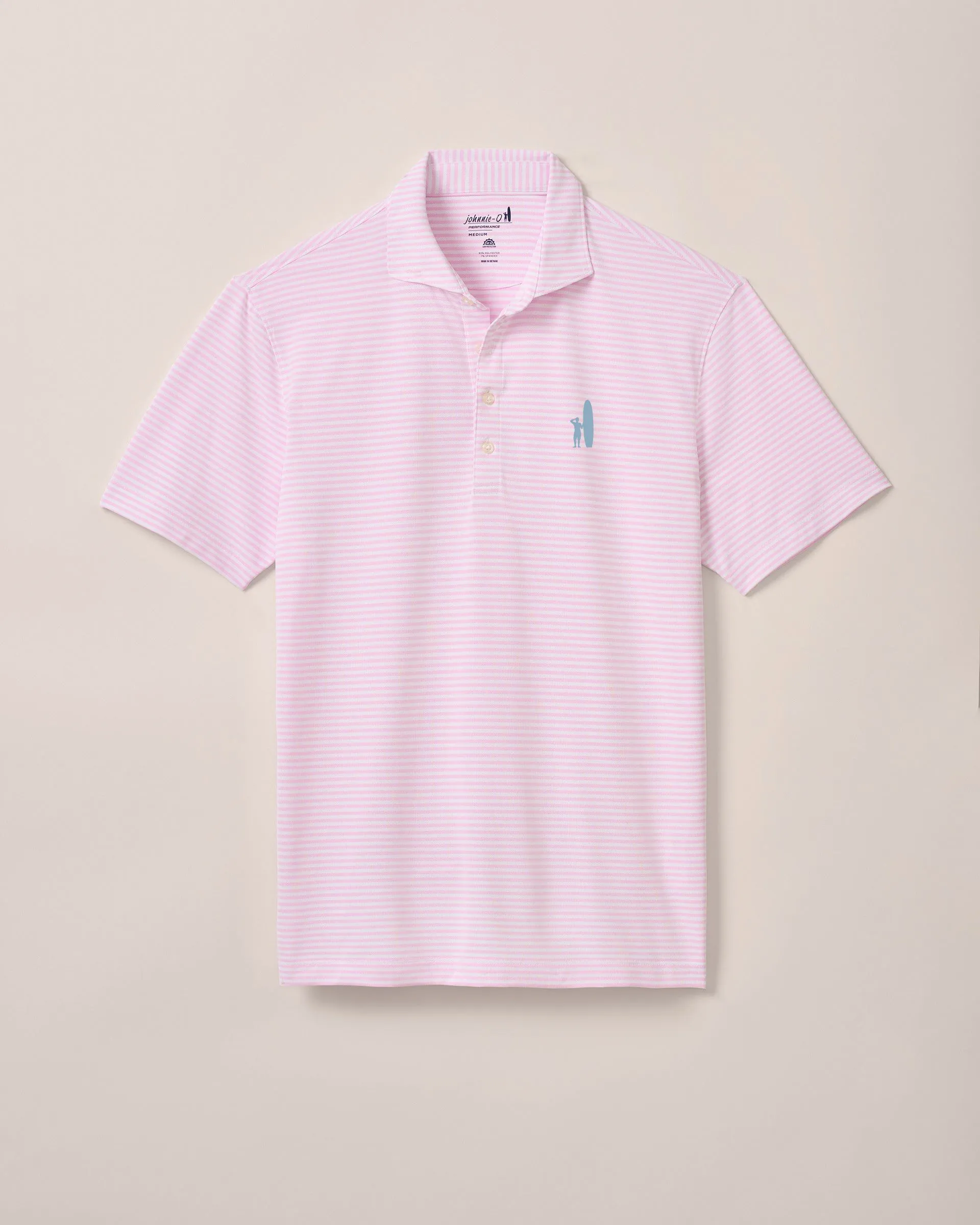 Custom Surfer Logo Performance Mesh Polo - Stetson Stripe