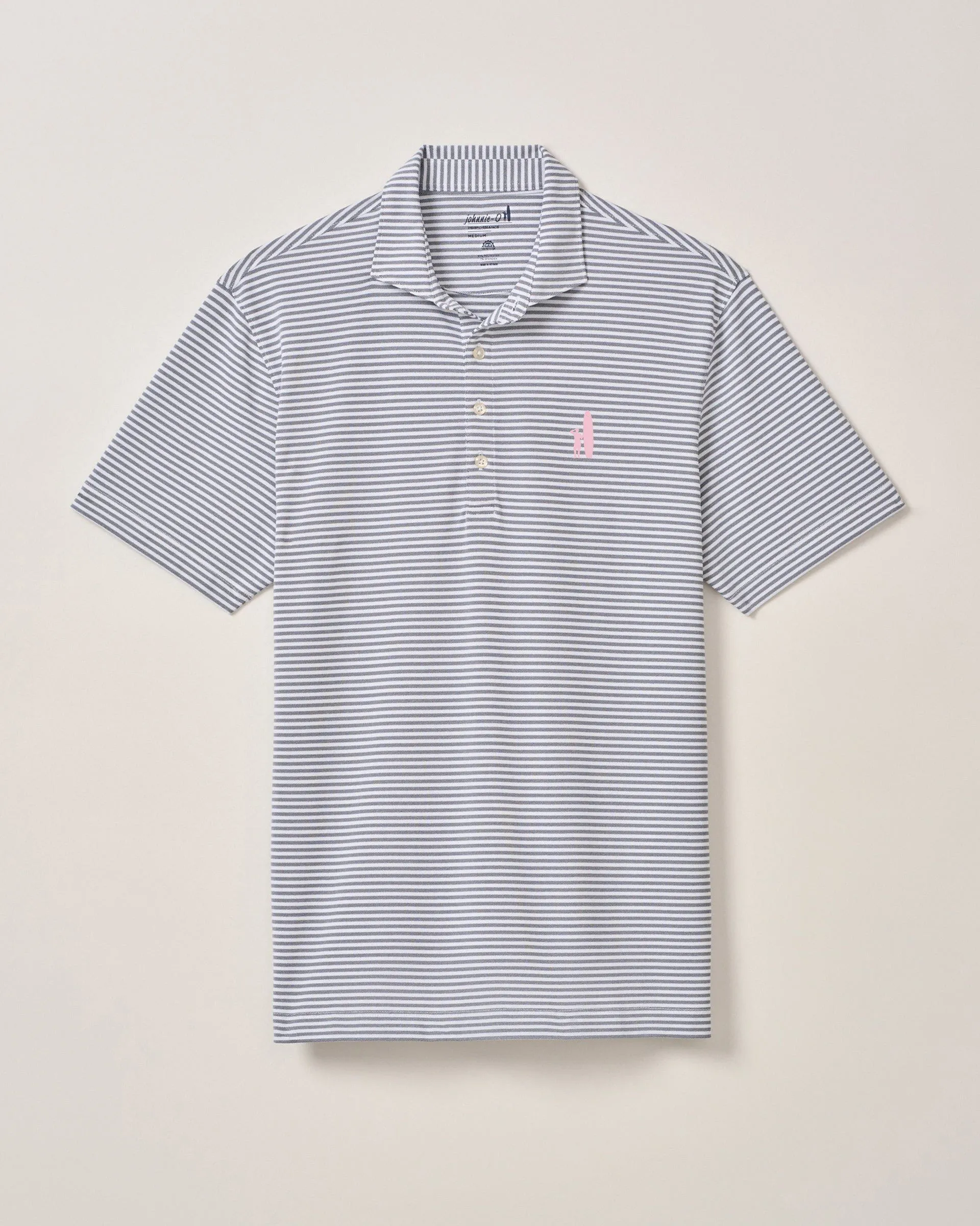 Custom Surfer Logo Performance Mesh Polo - Stetson Stripe