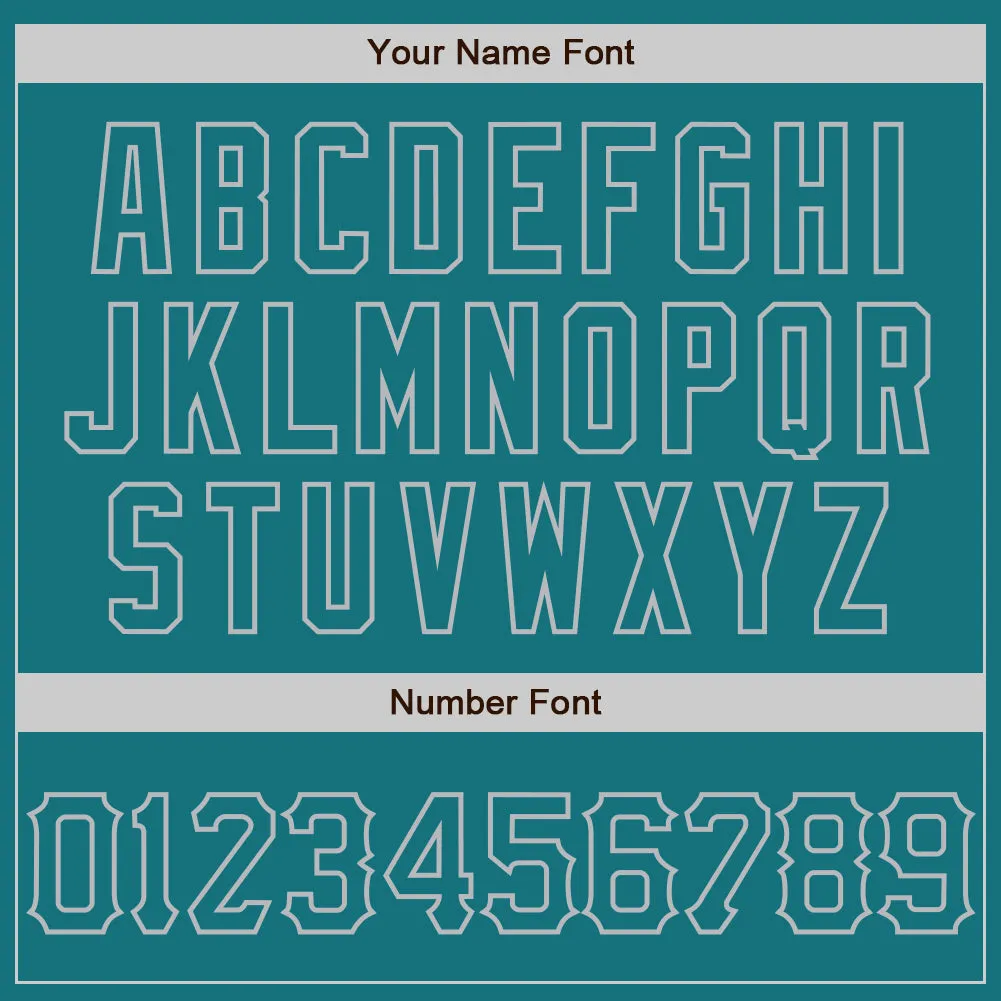 Custom Teal Gray 3D Pattern Design Curve Lines Authentic Baseball Jersey