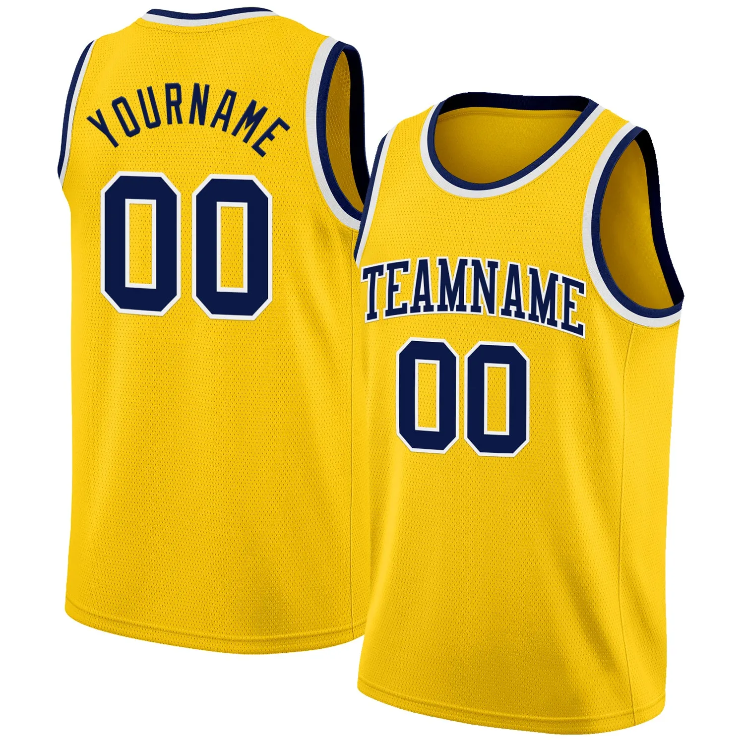 Custom Yellow Navy-White Authentic Basketball Jersey
