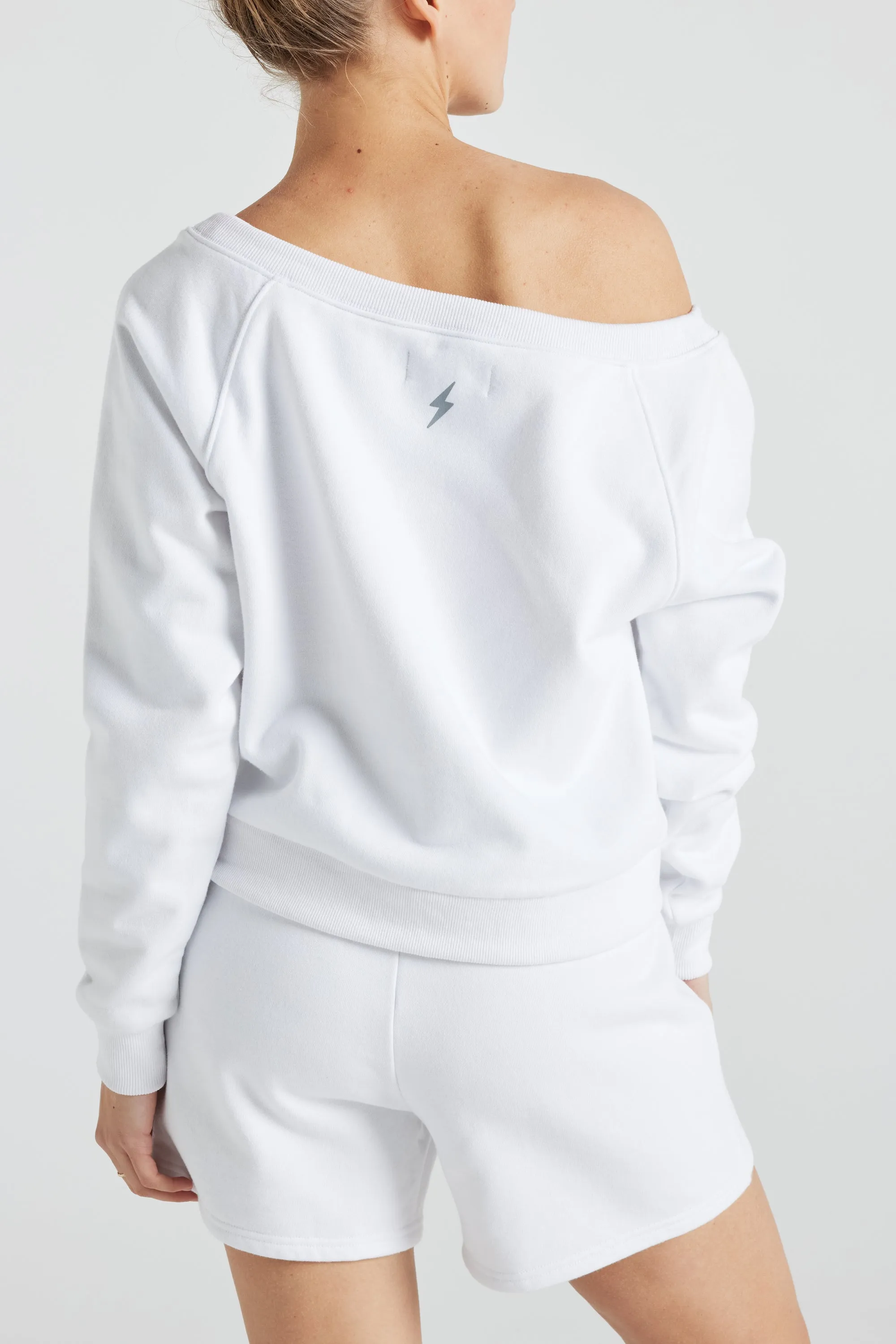 ELECTRIC FLEECE OFF SHOULDER SWEATSHIRT
