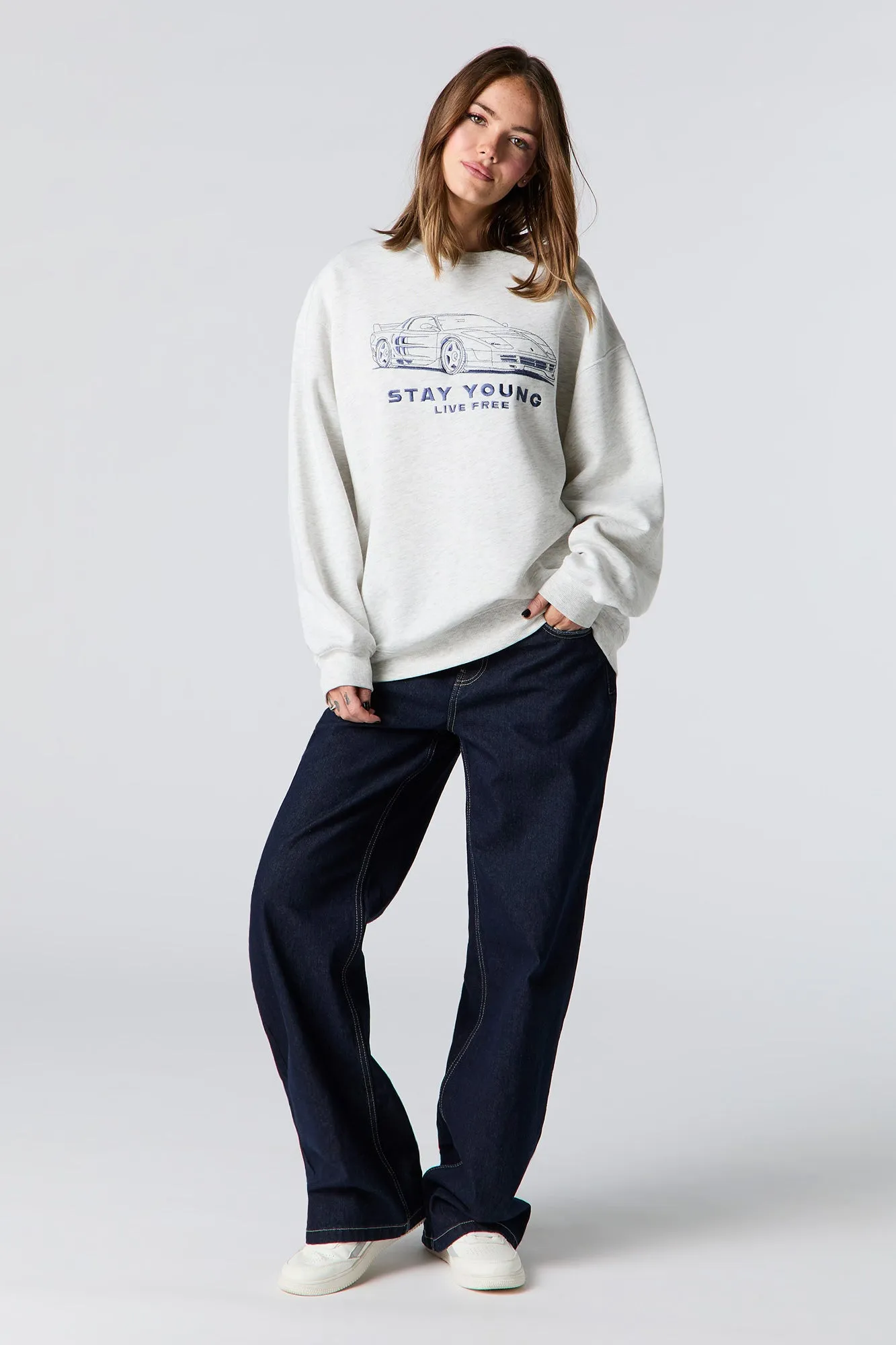 Embroidered Fleece Sweatshirt