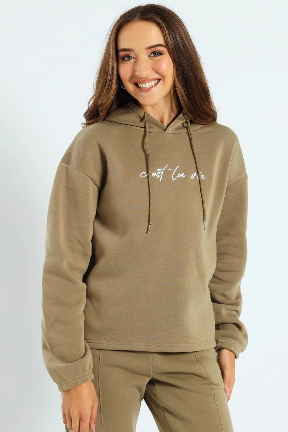 Embroidered Pullover Hoody - Meadow Green