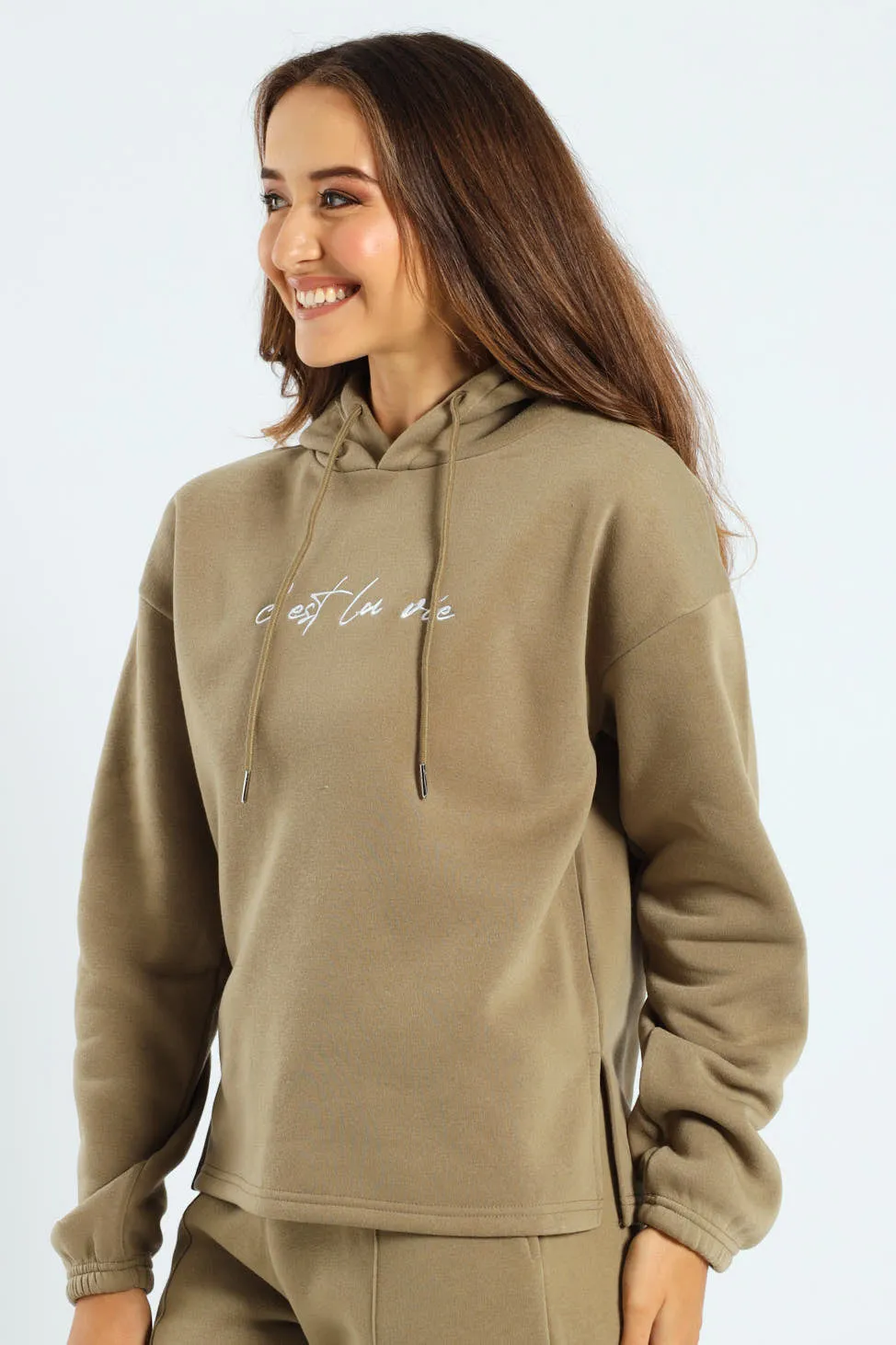 Embroidered Pullover Hoody - Meadow Green
