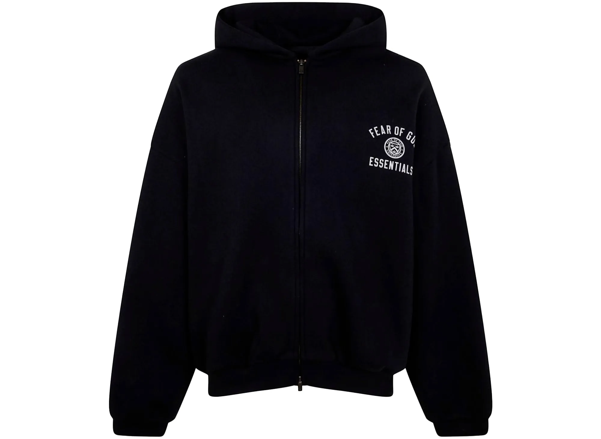 Fear of God Essentials Heavy Fleece Full Zip Hoodie in Black