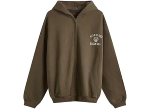 Fear of God Essentials Heavy Fleece Full Zip Hoodie in Brown