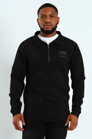Funnel Neck Zip Pullover - Black