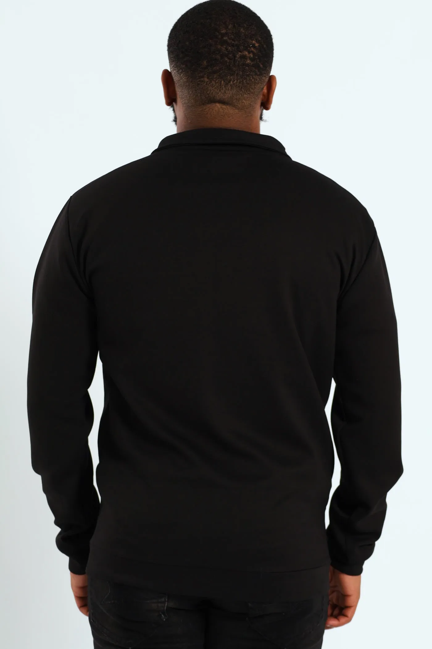 Funnel Neck Zip Pullover - Black