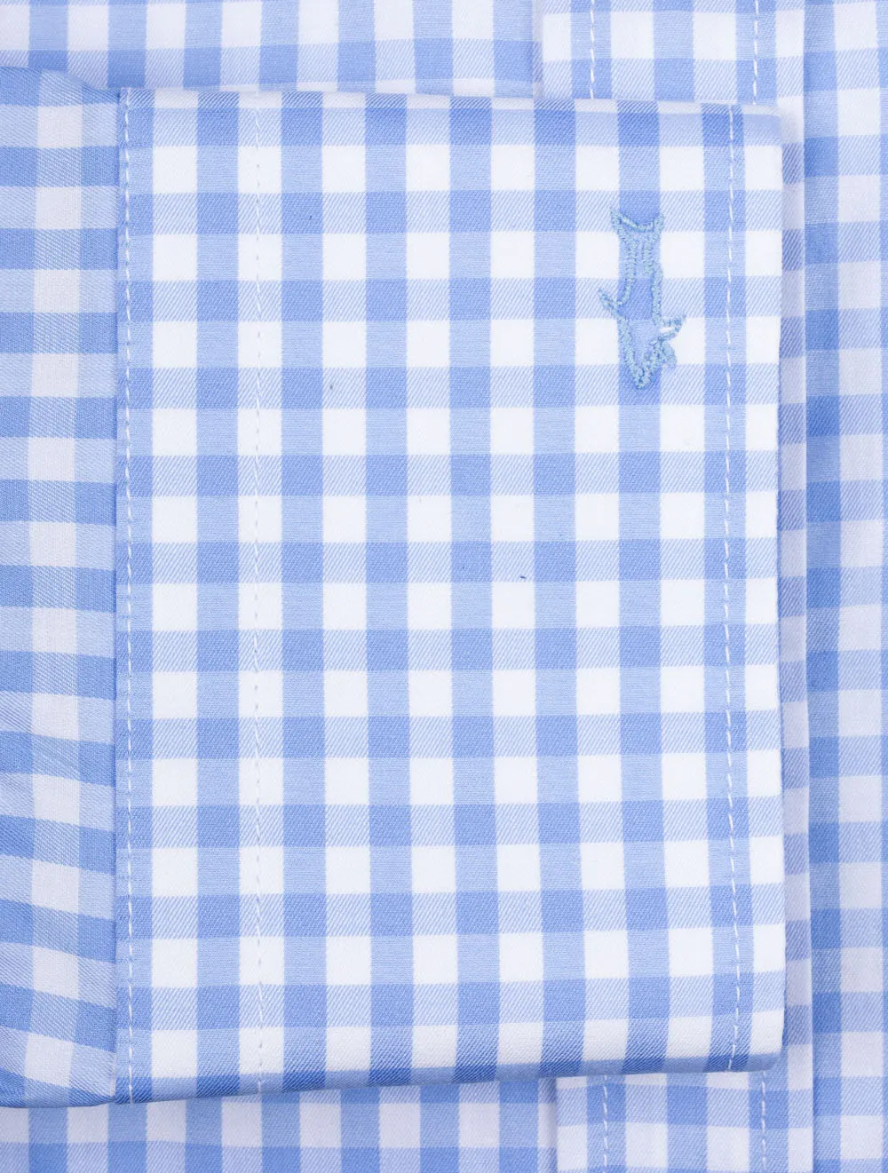 Gingham Cotton Twill Shirt Blue