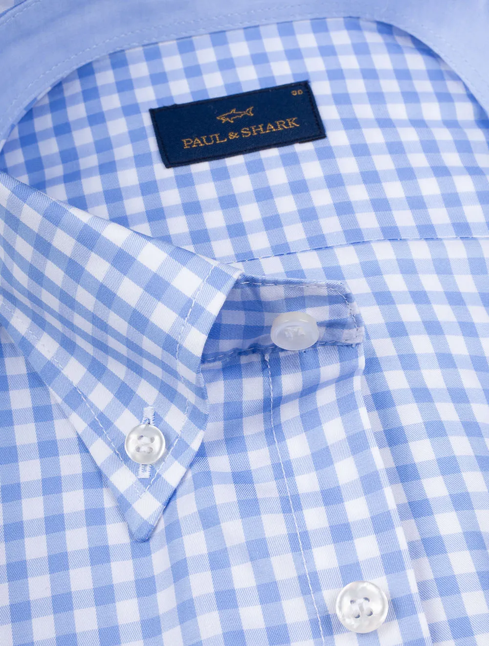 Gingham Cotton Twill Shirt Blue