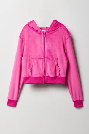 Girls Aeropostale Velour Zip-Up Hoodie