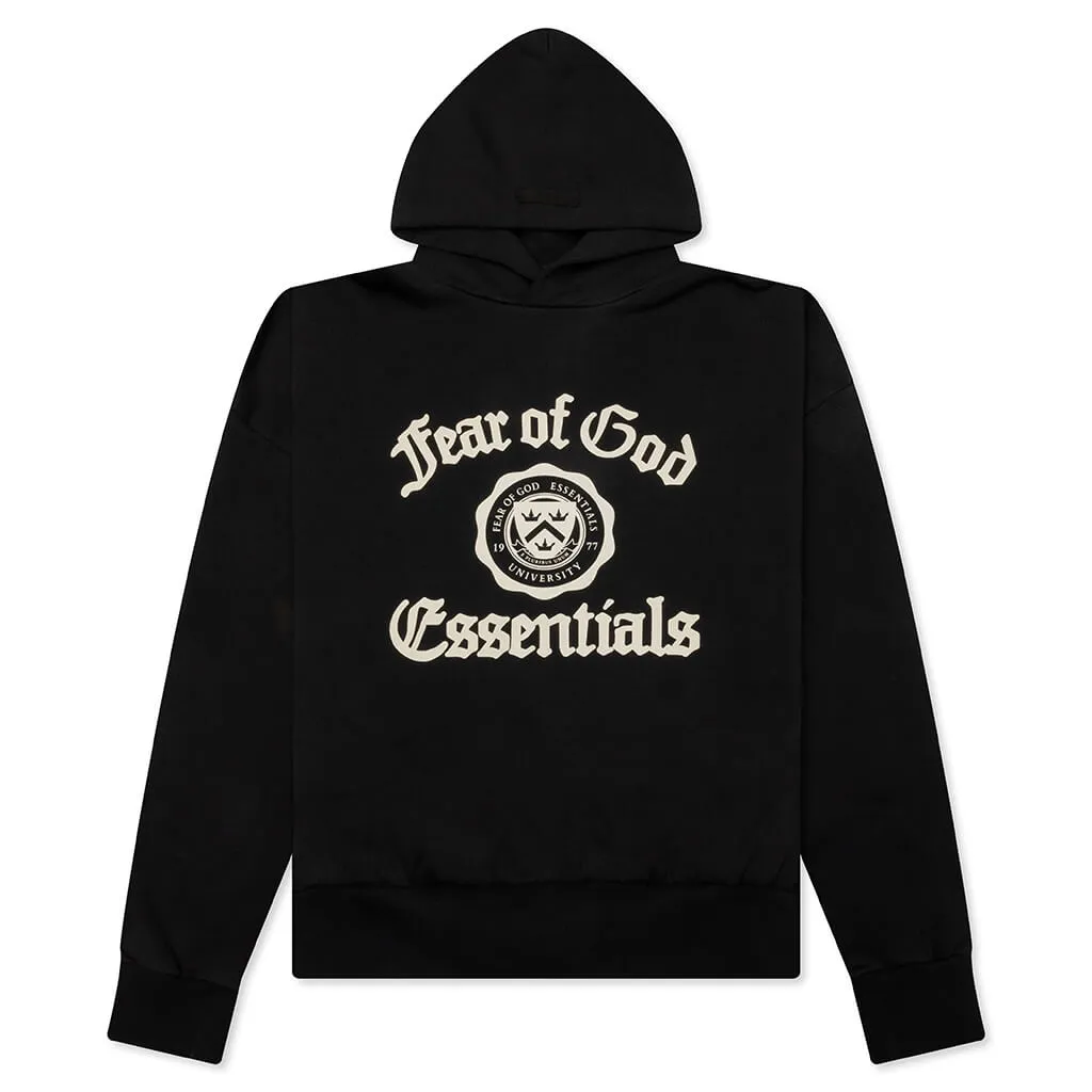Heavy Fleece Vintage Shrunken Hoodie - Black