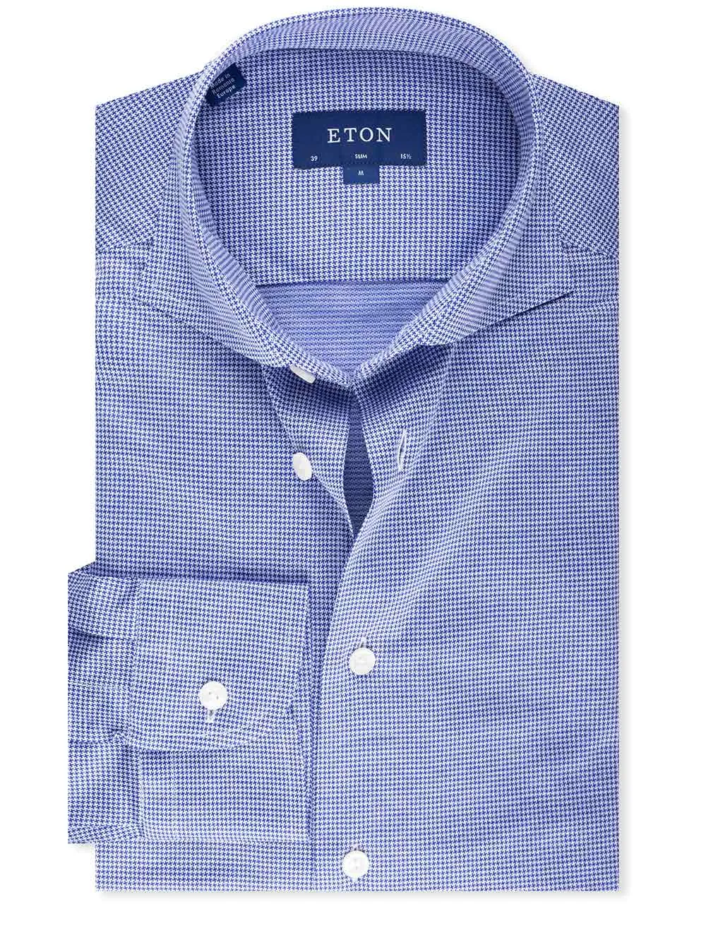 Houndstooth Slim Fit Shirt Navy