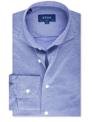 Houndstooth Slim Fit Shirt Navy